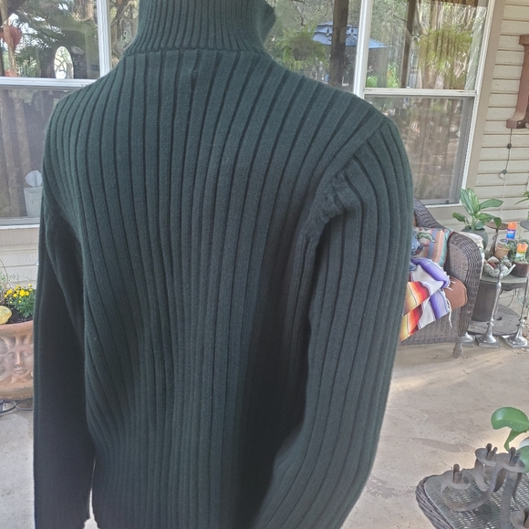 Cute army green cotton knit Lauren Ralph Lauren Button Up Turtle neck sweater M - Picture 5 of 13